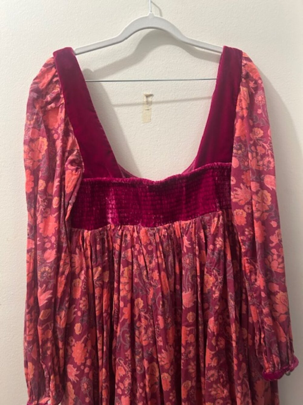 Free People Marsha Floral Velvet Baby Doll BoHo Mini Dress NEW - Picture 13 of 16